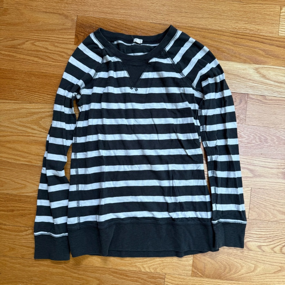 J. Crew Raglan Size S - Black/Gray Stripe Long Sleeve Shirt